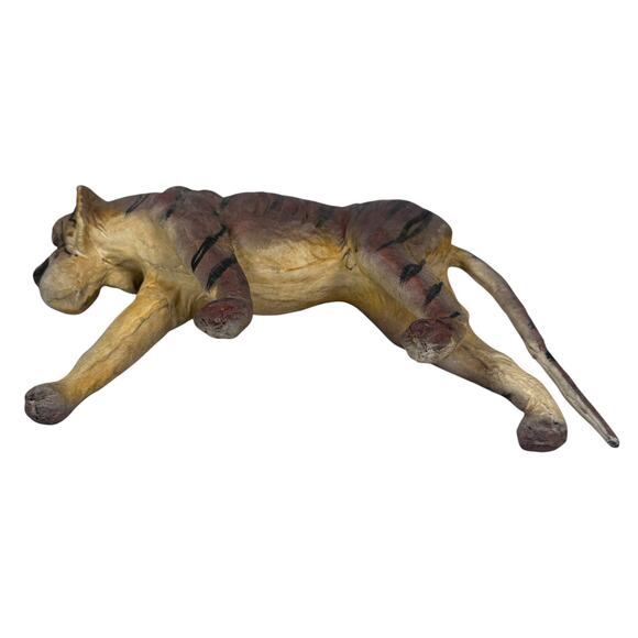 Vintage Tiger Figurine Leather Wrapped Animal Sculpture MCM Mid-Century Modern - Picture 7 of 9